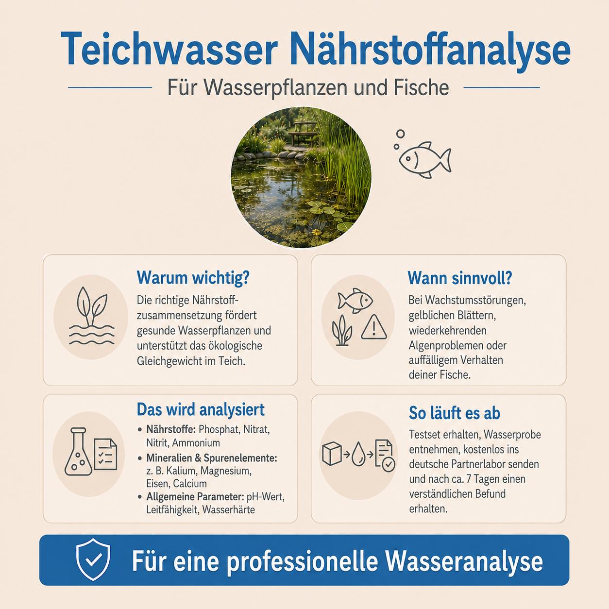 Warum Teichwasser Nährstoffanalyse sinnvoll ist