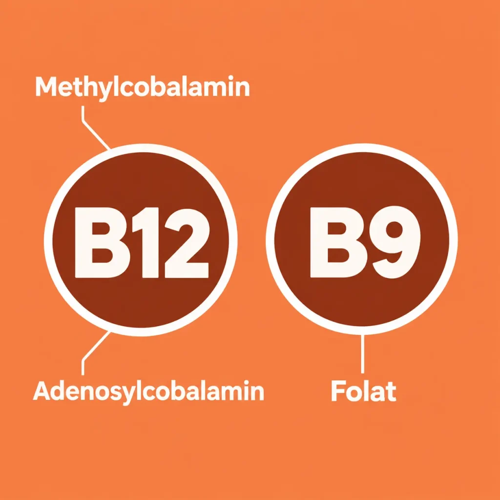 Vitamin B12 und B9 Infografik